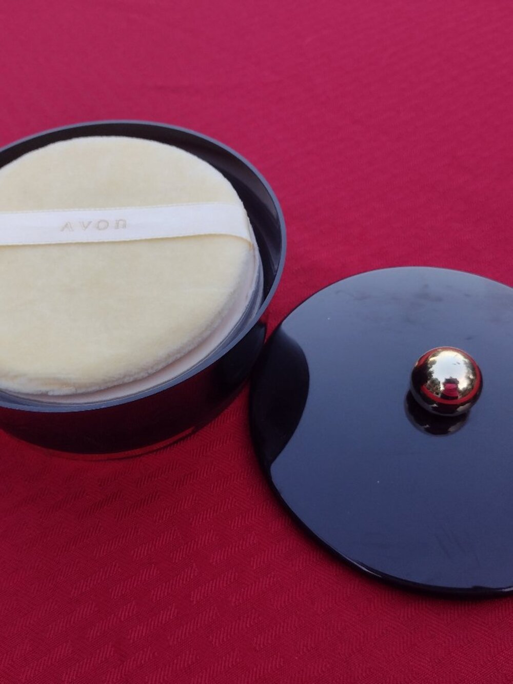 Vintage 1960s Avon Occur! Beauty Dust 6 ounces with Black and Gold Plastic Conta